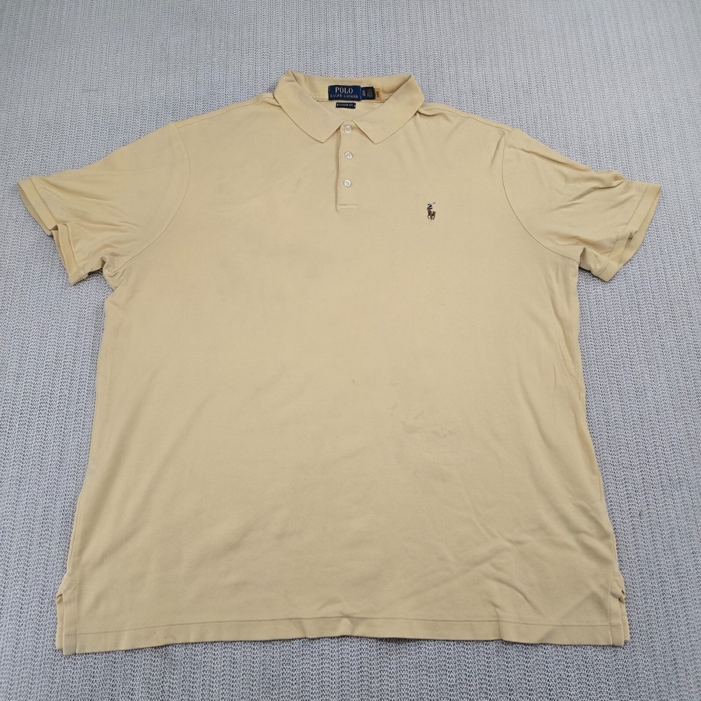 Polo Ralph Lauren Shirt Mens Extra Large Yellow Blue Pony Logo Fine Cotton Golf